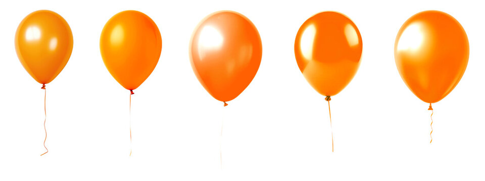 Orange balloon png element set on transparent background