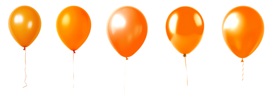 Orange balloon png element set on transparent background