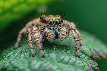 A close-up of a spider's eyes