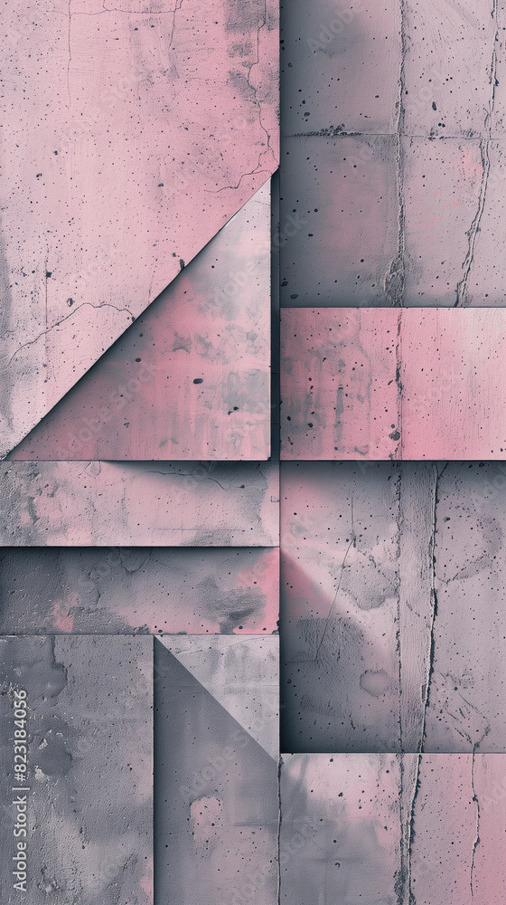 Poster abstract pink and gray geometric design with overlapping layers.