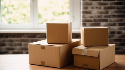 Cardboard Boxes Ready for Shipping on Table