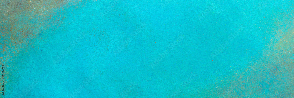 Poster Emerald green and rusty texture background, abstract backdrop for design, top view, copy space, banner