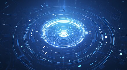 Futuristic Blue Holographic Circles with Neon Glow