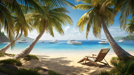 High resolution enjoying holiday on the beach 3d rendering image, Beach images.