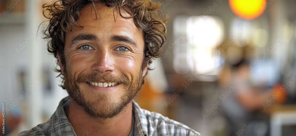 Poster a happy software developer in office. generative ai.