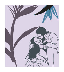 Romantic couple isolated vector style on isolated background illustration