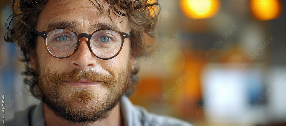 Leinwandbilder a happy software developer in office. generative ai.