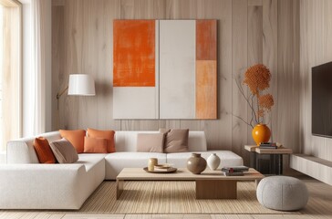 Stylish Modern Living Room with Warm Color Accents