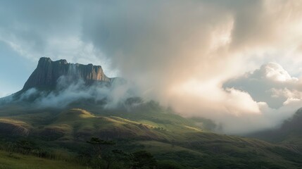 Fototapeta premium Majestic Mountain Landscape Shrouded in Morning Mist