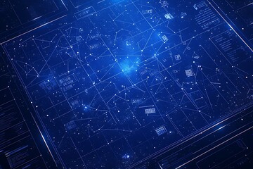 Obraz premium Abstract Futuristic Background: Glowing Blue Road Lines on Black