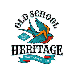 Old School Tattoo Emblem With Bird