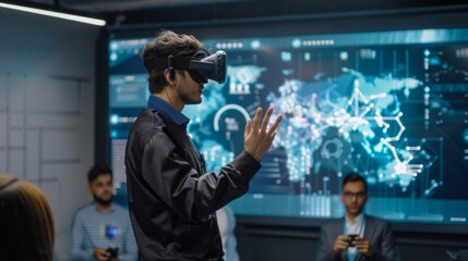 The instructor guides the students through different techniques and tools demonstrating how to use them in the virtual space.