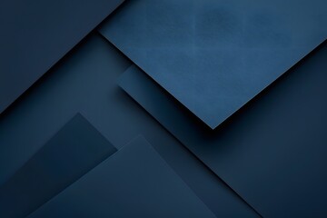 Dark Blue Background with Three Paper Sheets and Geometric Shapes