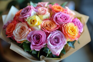 Roses wrapped in paper