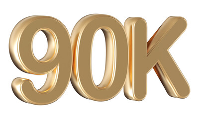 Gold 3d number 90k follower