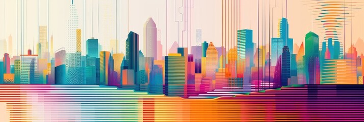 Colorful Abstract Cityscape with Dynamic Motion