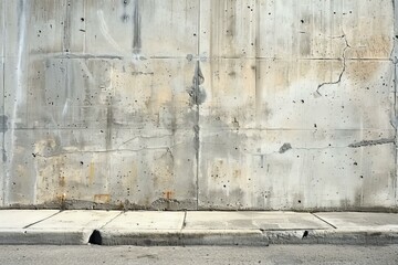 Concrete wall with fire hydrant, urban landscape