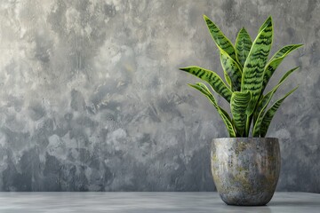Snake Plant in Flowerpot Isolated, Snake House Plant in Flowerpot, Copy Space