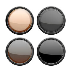 Set of Four Different Colored Buttons, Isolated on a Transparent Background, Graphic Resource