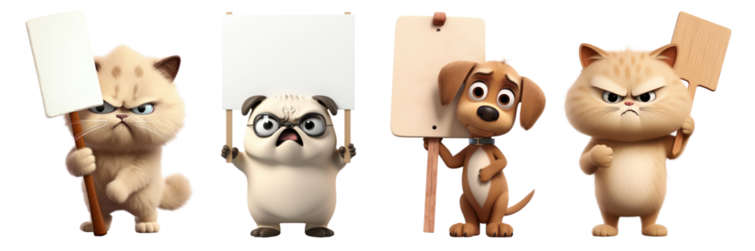 3d characters png element set on transparent background