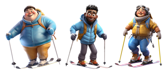 3d characters png element set on transparent background