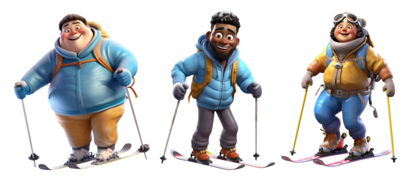 3d characters png element set on transparent background