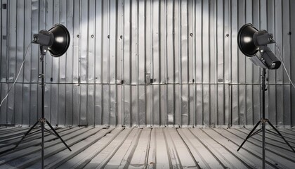 A corrugated metal texture background, creating dynamic shadows and highlights for an industrial vibe.
