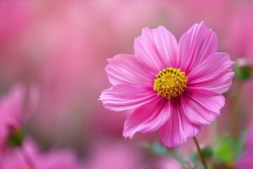 Obraz premium Pink flower yellow center field