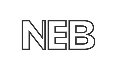 NEB logo design template with strong and modern bold text. Initial based vector logotype featuring simple and minimal typography. Trendy company identity.