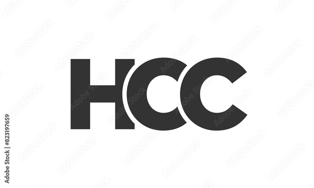Poster hcc logo design template with strong and modern bold text. initial based vector logotype featuring s