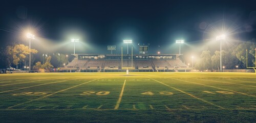 Illuminated Football Field Under Night Sky
