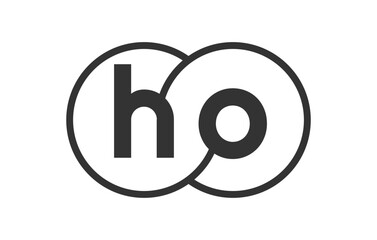 HO business company emblem with outline rounds and letters h o. Logo template of two merged circles for brand identity, logotype. Vector Infinity symbol