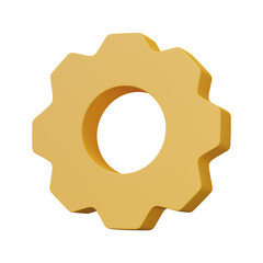 3D render gear mechanism Isolated on transparent background