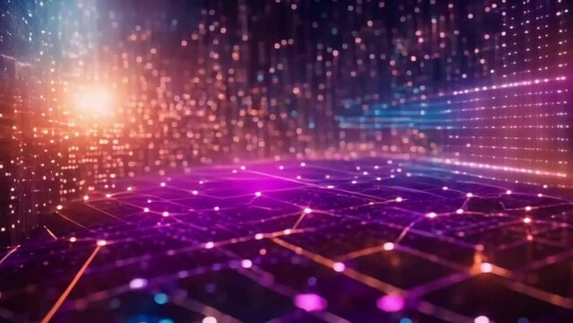 Abstract digital data stream visual. High-speed light particles. Cybersecurity and technology concept.4k JD