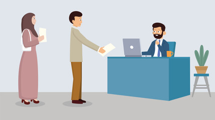 Obraz premium Arabs waiting in line to apply for a job in the office