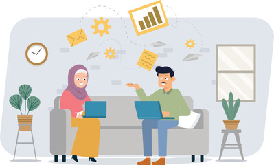 Arab productive couples, working from home