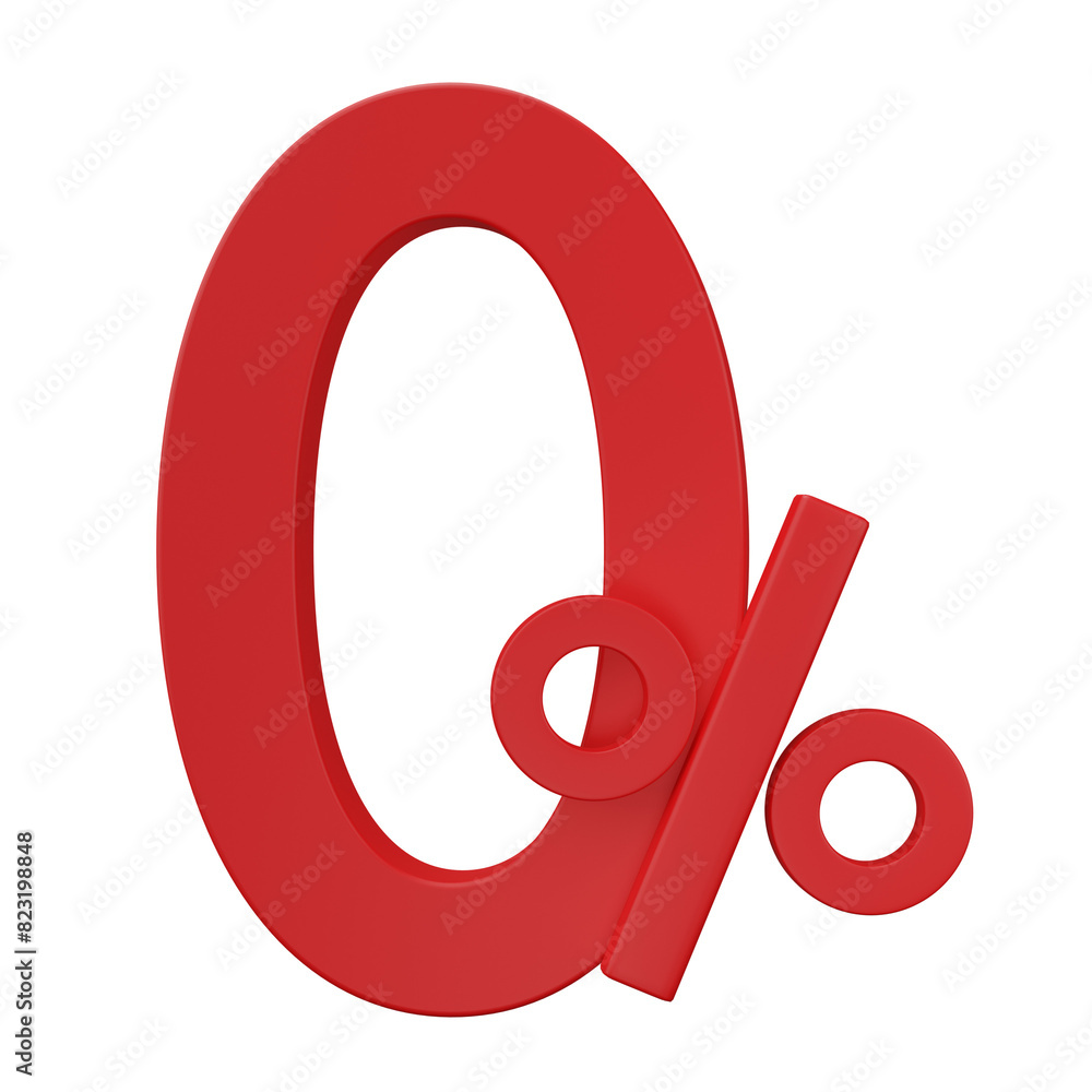 Poster 3d render. 0 percent isolated on transparent background