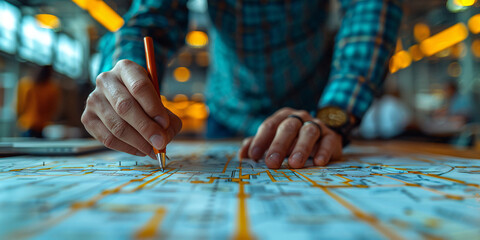 Close-up of innovative global business strategies with engineering diagrams and connectivity lines, high-resolution, high-definition (HD), ultra high-definition (UHD), professional-grade