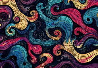 Obraz premium Abstract psychedelic pattern with swirling colors and intricate patterns, evoking the spirit of digital art.
