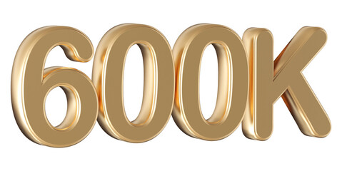 Gold 3d number 600k follower