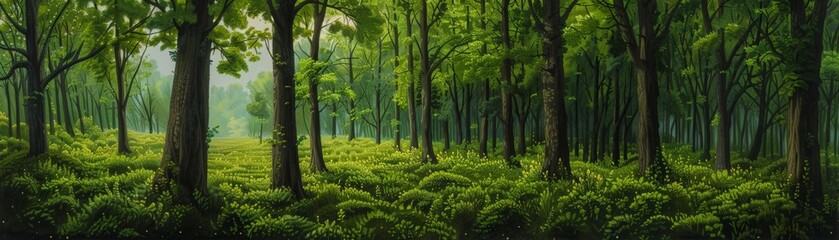 Green trees in the forest - Powered by Adobe