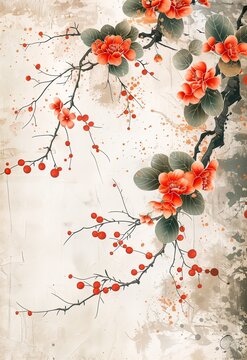 Japanese style floral background.