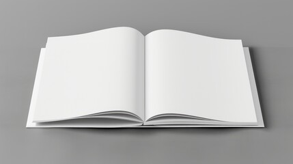 Open Blank Magazine Layout on Grey Background