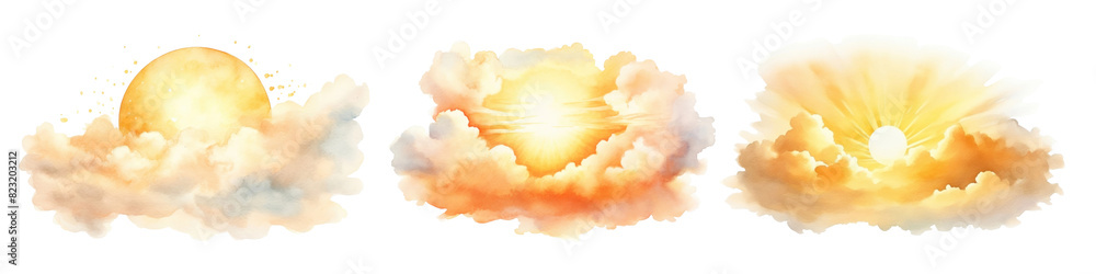 Canvas Prints sunlight watercolor png element set on transparent background