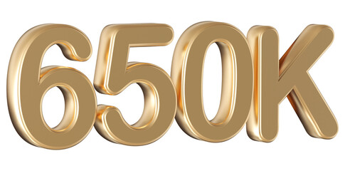 Gold 3d number 650k follower