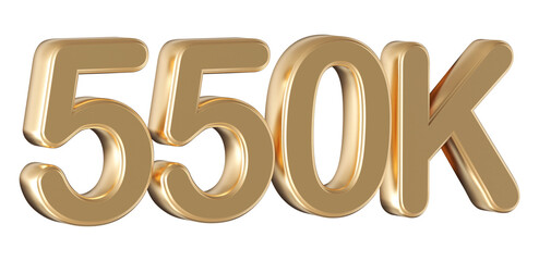 Gold 3d number 550k follower