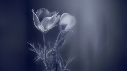 Schöne digitale transparente Blume in grau und weiß als Hintergrundmotiv in Nahaufnahme als Druckvorlage und Poster