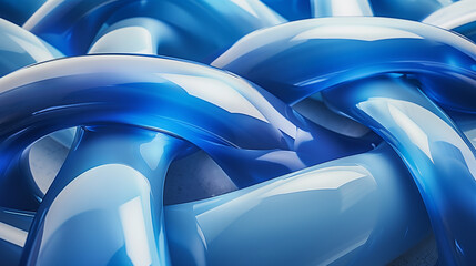 Obraz premium A close-up of a vibrant blue chain delicately resting on a pristine white background, exuding elegance and strength