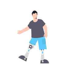 Man with robot leg illustration