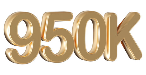 Gold 3d number 950k follower